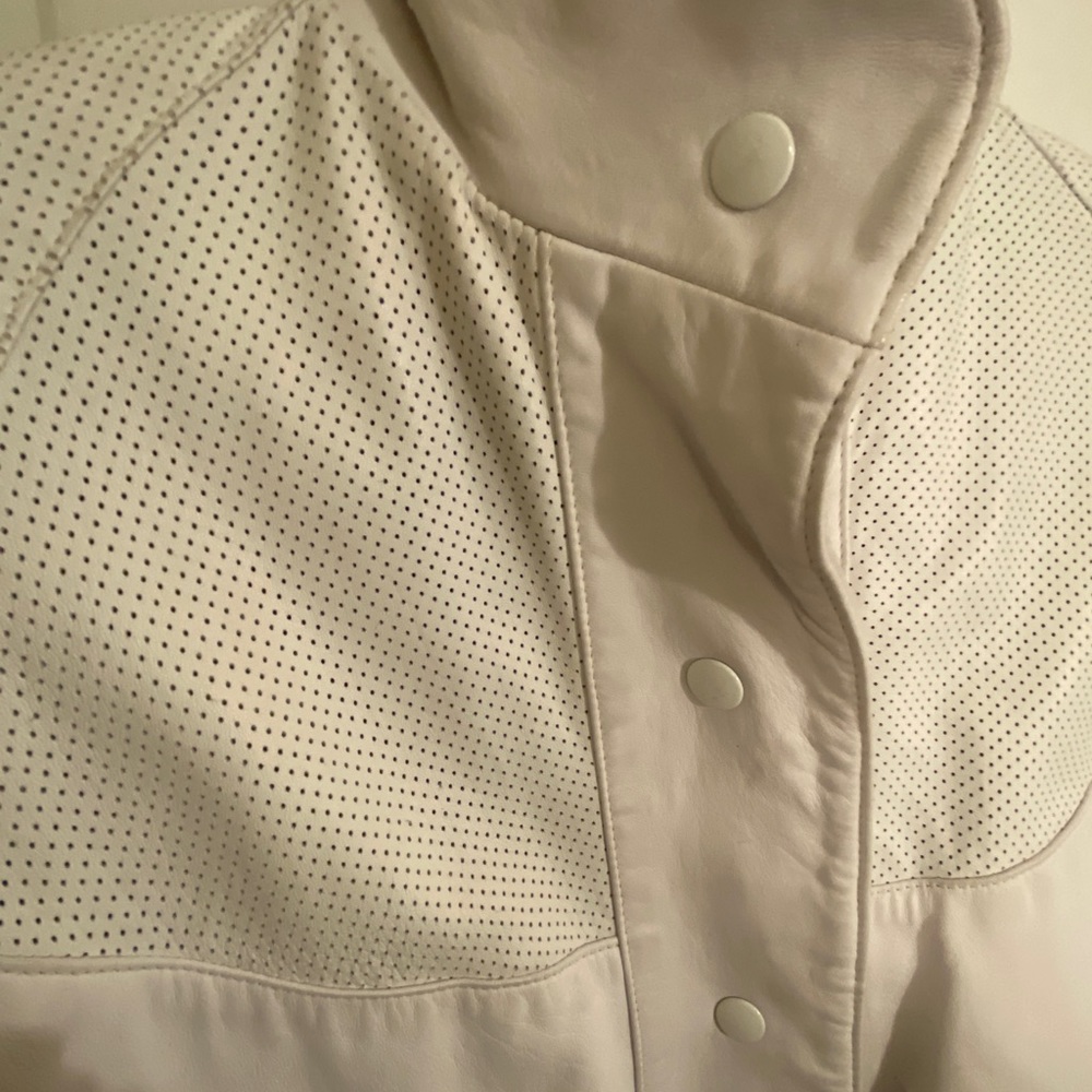 White Leather Baseball Jacket. Perfect Condition.… - image 1